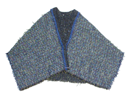 Cropped Poncho Womens Jacket Blue Knit M Online Sale