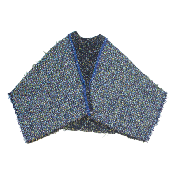 Cropped Poncho Womens Jacket Blue Knit M Online Sale