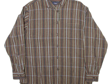 CASUALS Mens Shirt Beige Check Long Sleeve L Hot on Sale