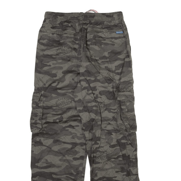 Camo Cargo Mens Trousers Grey Regular Straight W26 L27 Cheap