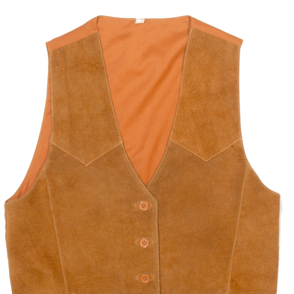 Womens Blazer Waistcoat Brown Leather S on Sale