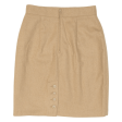 BENETTON United Colours Of Button Up Back High Waist Womens Straight Skirt Beige Wool 90s M For Discount