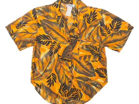 CRISTIN STEVENS Womens Hawaiian Shirt Orange Floral S Supply