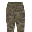 BLACK SQUAD Camo Cargo Mens Trousers Green Relaxed Tapered W28 L29 Cheap