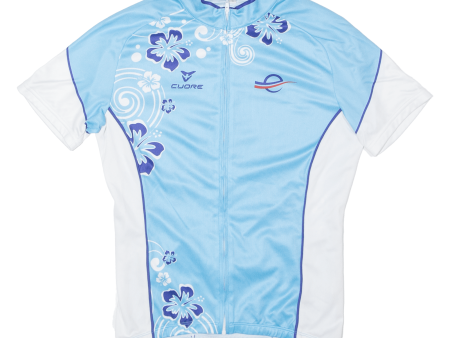 CUORE Full Zip Cycling Womens Jersey Blue High Neck S Cheap