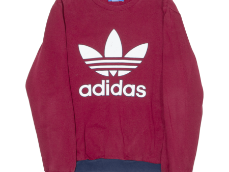 ADIDAS ORIGINALS Zip Pocket Mens Sweatshirt Red Crew Neck S Discount