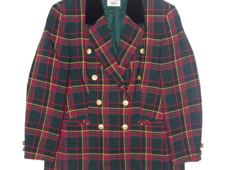 ARA Womens Blazer Jacket Green Wool 90s Plaid M Online now