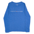 TOMMY HILFIGER Relaxed Fit Mens T-Shirt Blue Long Sleeve S Supply