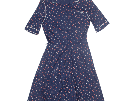 Boat Design Womens A-Line Dress Blue Short Sleeve Midi S Online Sale