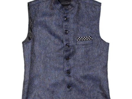 Boys Waistcoat Blue Collared Strapless 90s 16Y For Sale