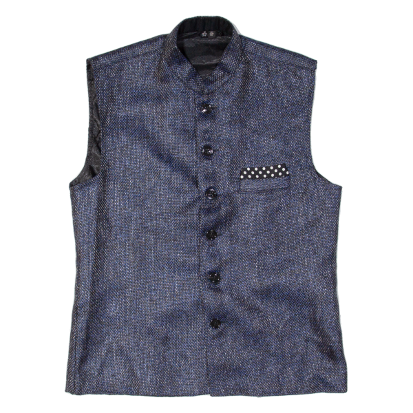 Boys Waistcoat Blue Collared Strapless 90s 16Y For Sale