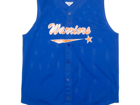 TEAMWORK Warriors Coach Mens Jersey Blue Sleeveless 90s USA 2XL Fashion