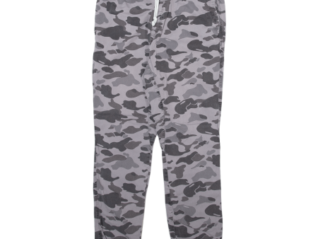 Camo Jogger Style Mens Trousers Grey Relaxed Tapered W30 L28 Fashion