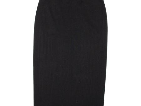 ARA High Waist Side Slit Womens Straight Skirt Black Midi Wool M Fashion