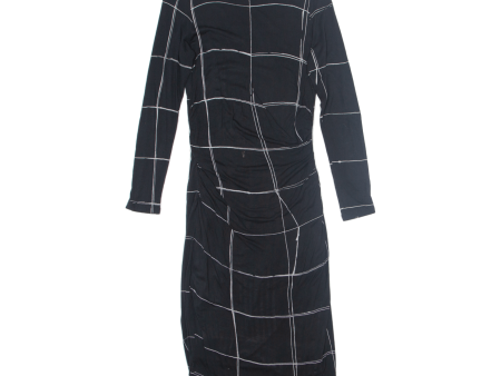 HUGO BOSS Esetta Womens Bodycon Dress Black Check Long Sleeve Long S Online now