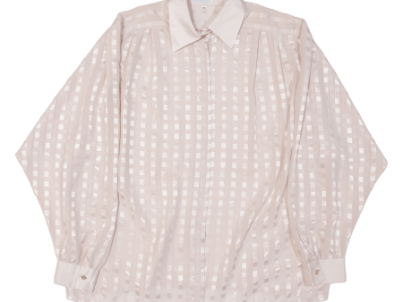 DANILLA Sheer Womens Shirt Pink Collared Long Sleeve Check L Online Hot Sale