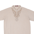 CEDUNCATTLE Eastern Embroidery Womens Oversized Top Beige Collared S Online