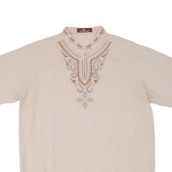 CEDUNCATTLE Eastern Embroidery Womens Oversized Top Beige Collared S Online