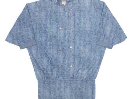 CLOCK HOUSE Acid Wash Oversized Womens Shirt Dress Blue 90s S Online now