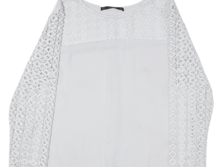 ZARA Sheer Off White Womens Blouse White 3 4 Sleeve XL Supply