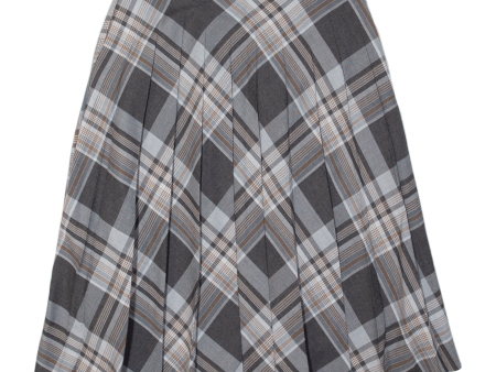 CHARLES VOGELE Womens A-Line Skirt Grey Midi 90s Plaid M For Sale