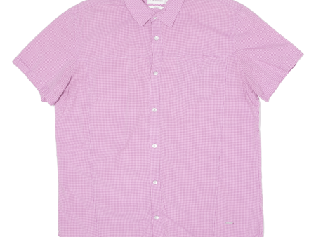 CALVIN KLEIN Slim Fit Mens Shirt Purple Gingham L Online Sale