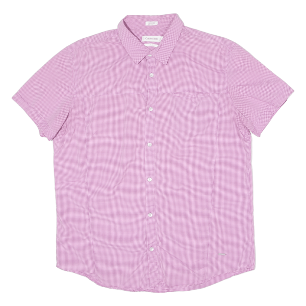 CALVIN KLEIN Slim Fit Mens Shirt Purple Gingham L Online Sale