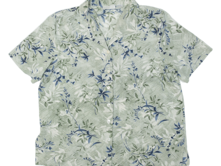 ALFRED DUNNER Womens Shirt Green Floral L Online Hot Sale