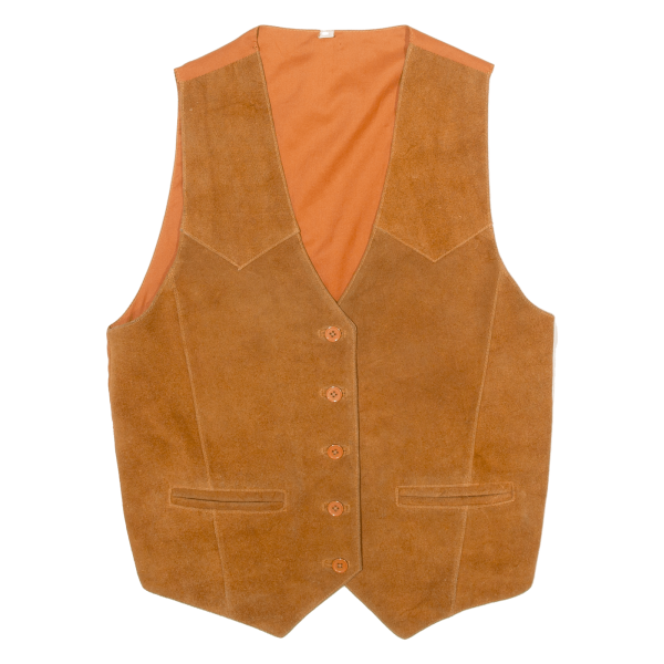 Womens Blazer Waistcoat Brown Leather S on Sale