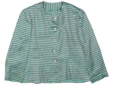 Blazer Style Womens Blouse Green Long Sleeve Check M Fashion