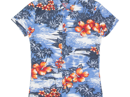 AKUSAWA Boys Hawaiian Shirt Blue Floral 2XL Online now