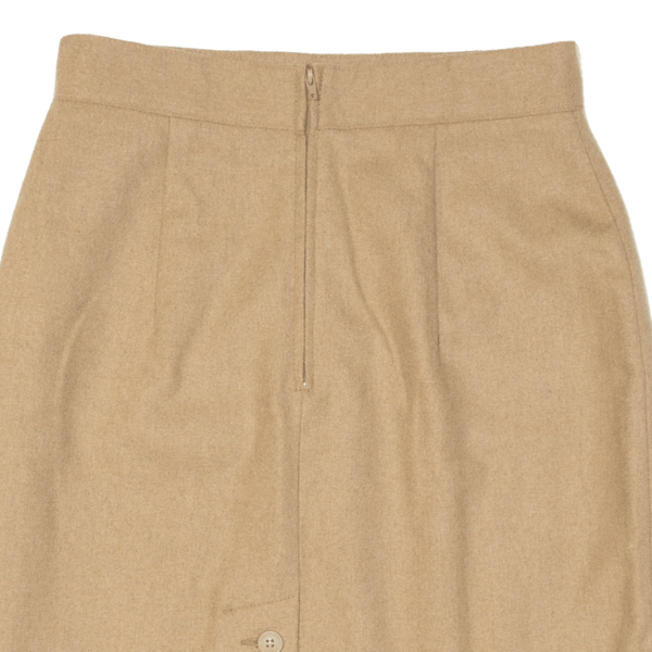 BENETTON United Colours Of Button Up Back High Waist Womens Straight Skirt Beige Wool 90s M For Discount