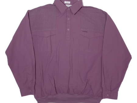 CATAMARAN Mens Sweatshirt Purple Button Neck 90s L Sale