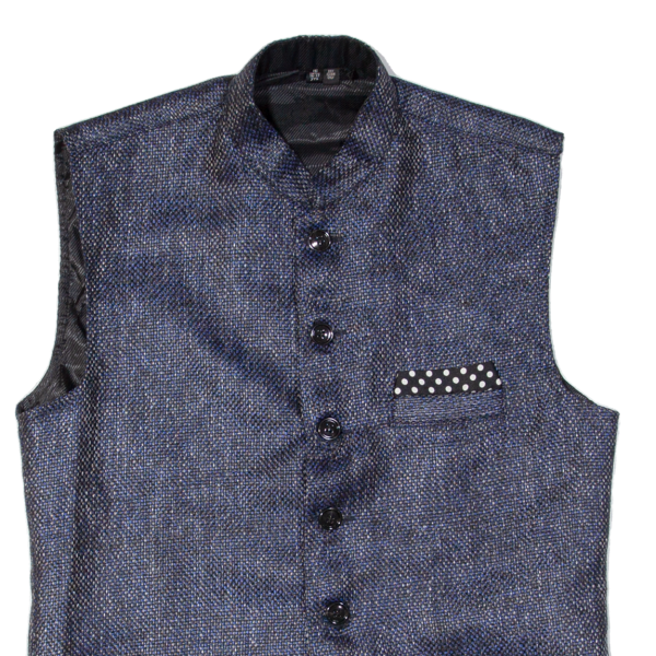 Boys Waistcoat Blue Collared Strapless 90s 16Y For Sale