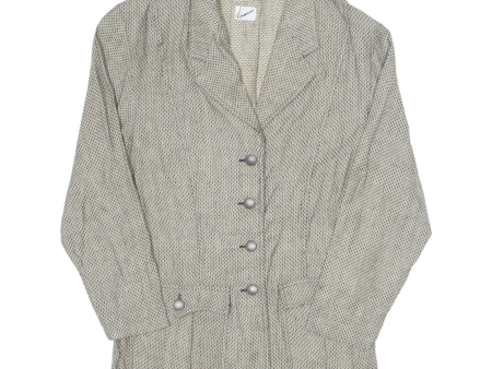 VIRMAN Womens Blazer Jacket Grey Linen 90s Spotted S Online