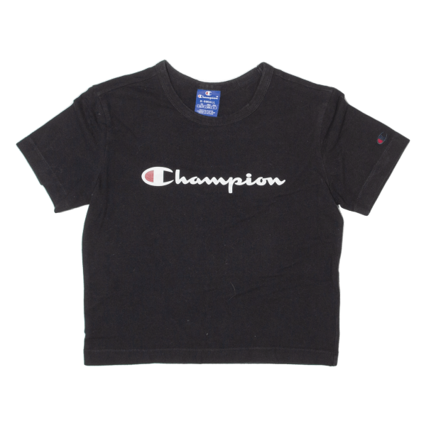 CHAMPION Crop Womens T-Shirt Black XS Sale