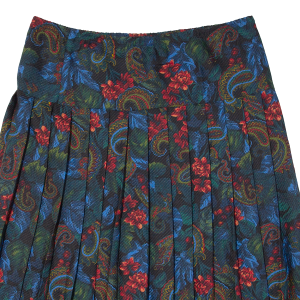 ATELIER GOLDNER SCHNITT Lined Pleated Womens A-Line Skirt Blue Midi Wool 90s L Fashion