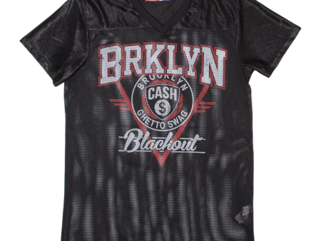 ALCOTT Brklyn Blackout Mens Jersey Black USA V-Neck M For Cheap