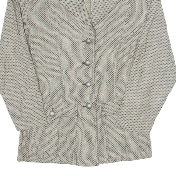 VIRMAN Womens Blazer Jacket Grey Linen 90s Spotted S Online