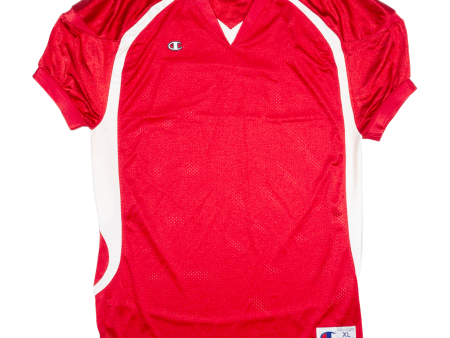 CHAMPION Mens Jersey Red V-Neck XL Supply