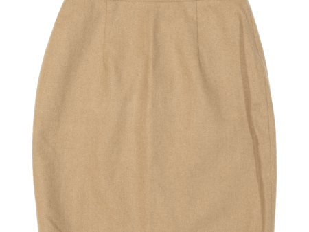 BENETTON United Colours Of Button Up Back High Waist Womens Straight Skirt Beige Wool 90s M For Discount