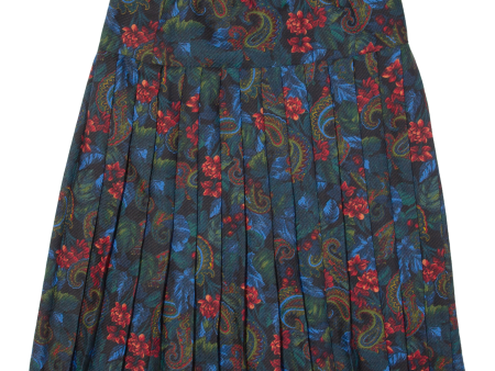 ATELIER GOLDNER SCHNITT Lined Pleated Womens A-Line Skirt Blue Midi Wool 90s L Fashion