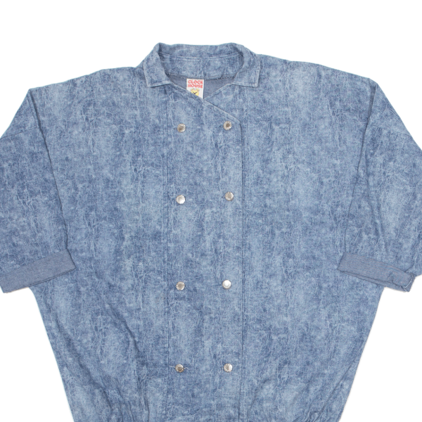 CLOCK HOUSE Acid Wash Oversized Womens Shirt Dress Blue 90s S Online now