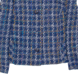 Blazer Style Womens Blouse Blue Long Sleeve Plaid S Online Hot Sale