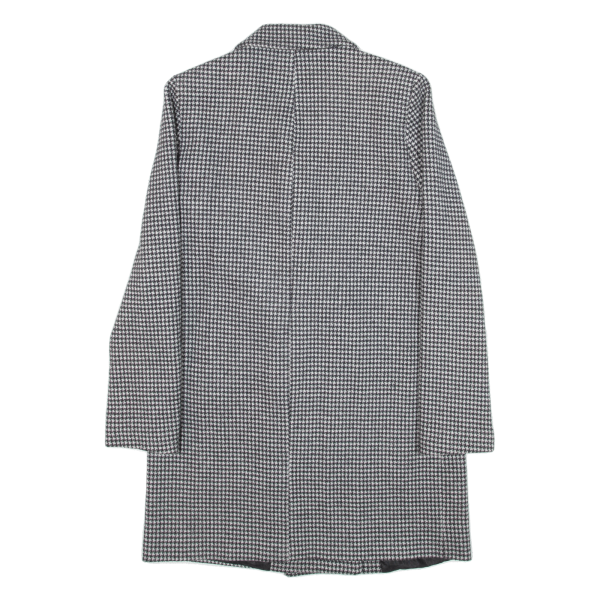 ZARA Basic Double Breasted Womens Overcoat Jacket Grey Knit Houndstooth S Online