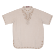 CEDUNCATTLE Eastern Embroidery Womens Oversized Top Beige Collared S Online