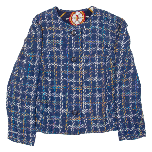 Blazer Style Womens Blouse Blue Long Sleeve Plaid S Online Hot Sale