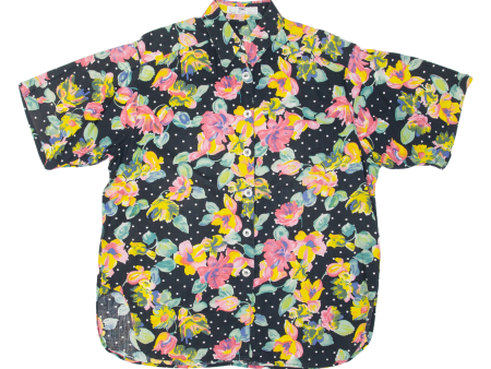 3K Side Vents Floral Womens Shirt Black 90s Spotted L Supply