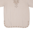 CEDUNCATTLE Eastern Embroidery Womens Oversized Top Beige Collared S Online