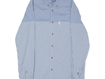 BEN SHERMAN Split Pattern Mens Shirt Blue Gingham Long Sleeve L on Sale